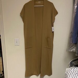 Tan Open Front Cardigan